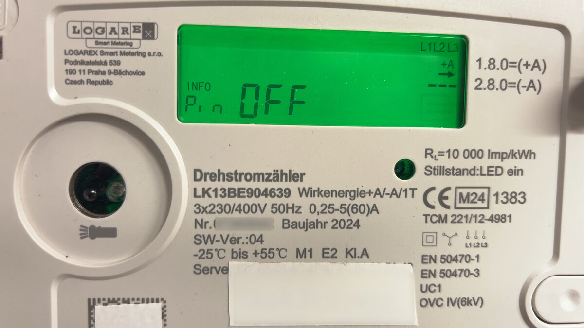 Digitaler Stromzähler PIN deaktivieren