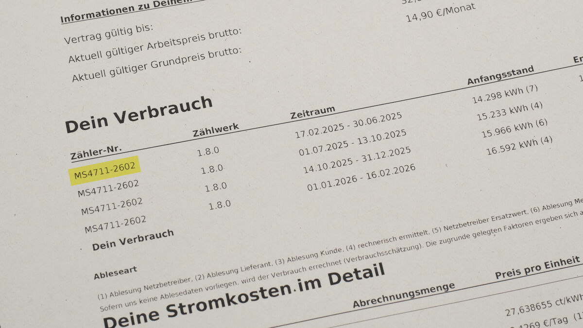 Digitaler Stromzähler Zählernummer auf Stromrechnung
