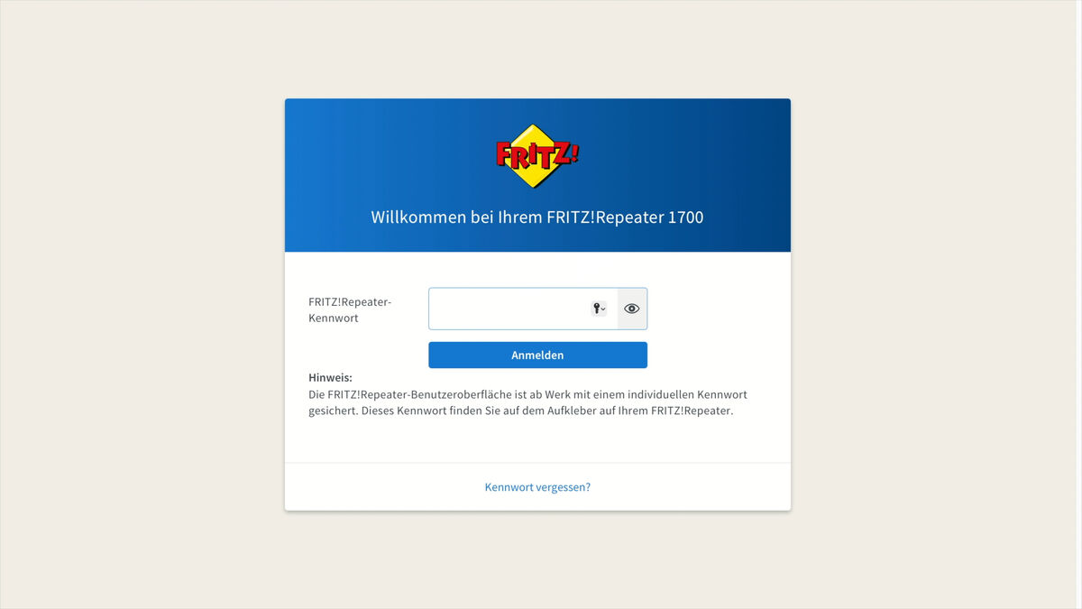 FRITZ!Repeater 1700 Weboberfläche (FritzOS)