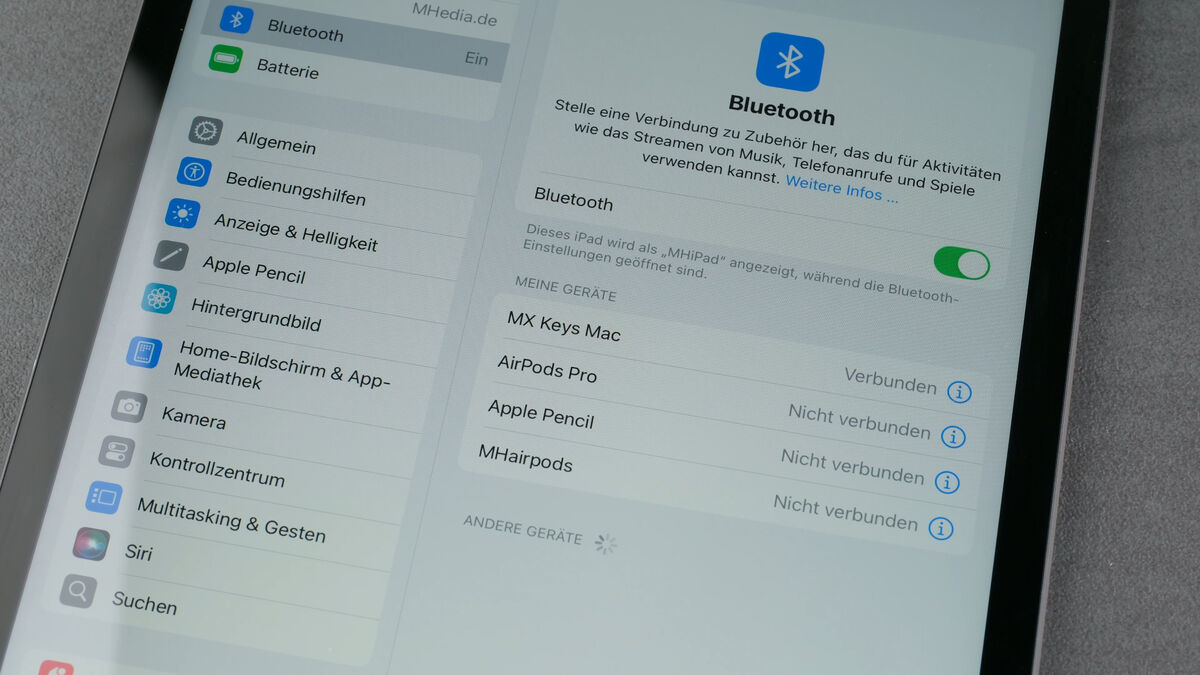 Logitech MX Keys mit dem iPad verbunden Logitech MX Keys mit dem iPad verbunden
