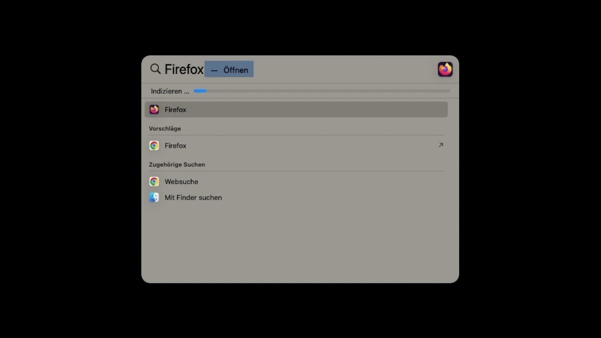 Mac Spotlight zeigt wieder Apps an (inkl. Indizierungsfortschritt)