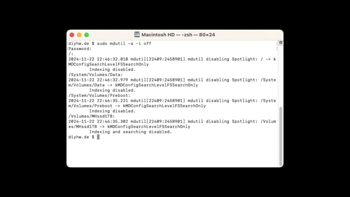 Mac Spotlight Indizierungsdienst deaktivieren
