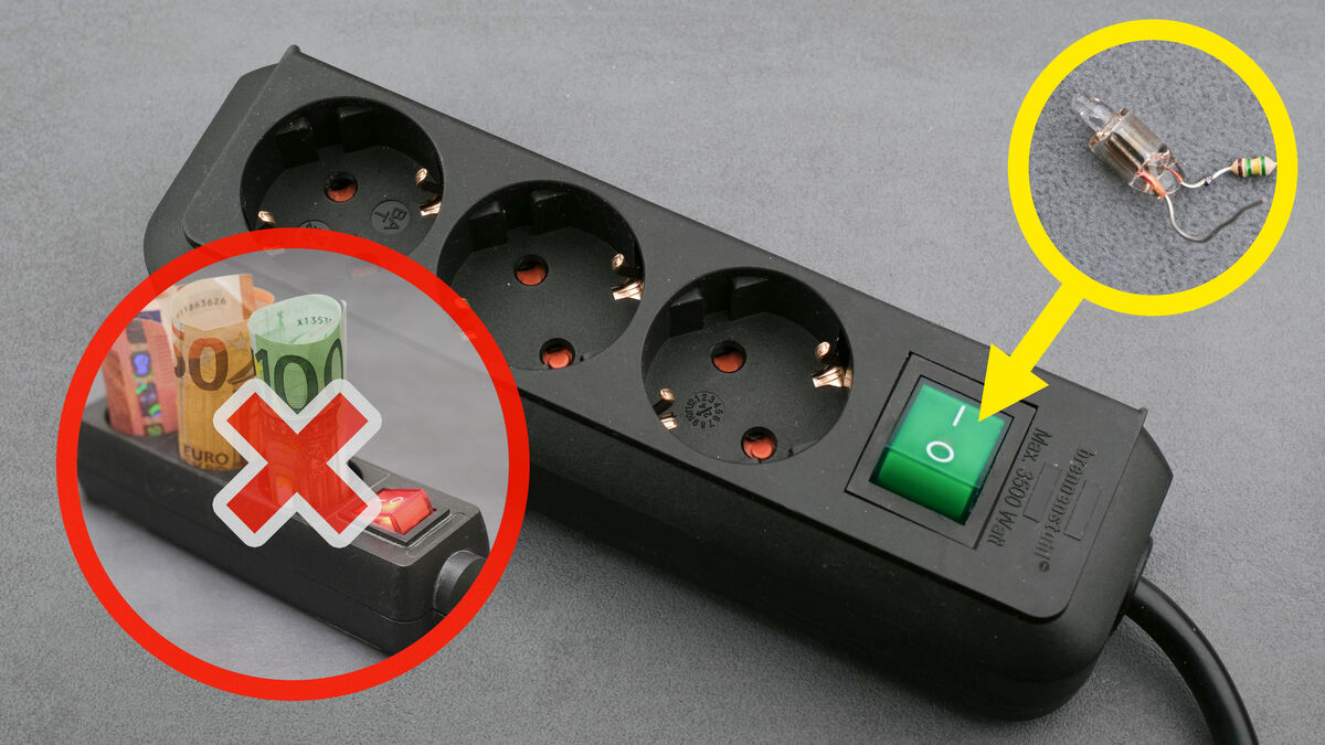 Steckdosenleiste mit ausgebauter Glimmlampe